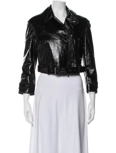 Pre-owned Burberry Vintage Leather Biker Jacket In Black