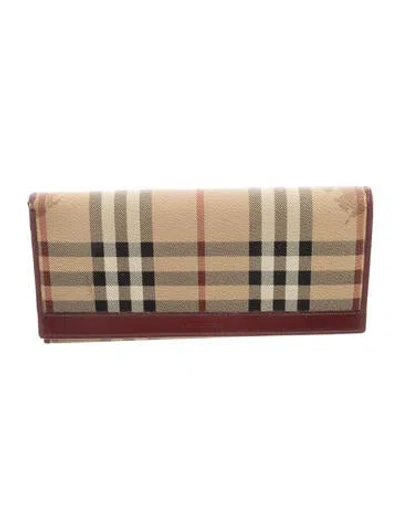 Pre-owned Burberry Vintage Leather Continental Wallet In Neutral