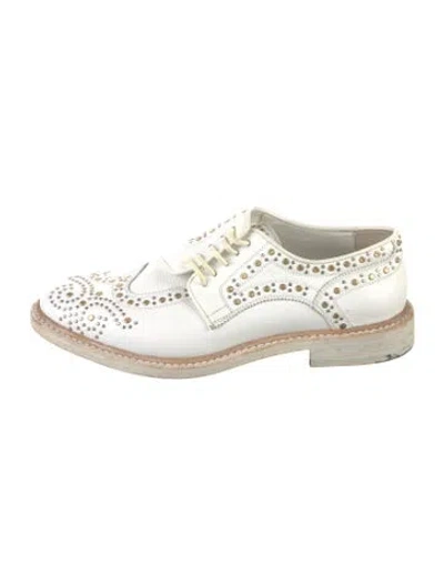 Pre-owned Burberry Vintage Leather Oxfords In White