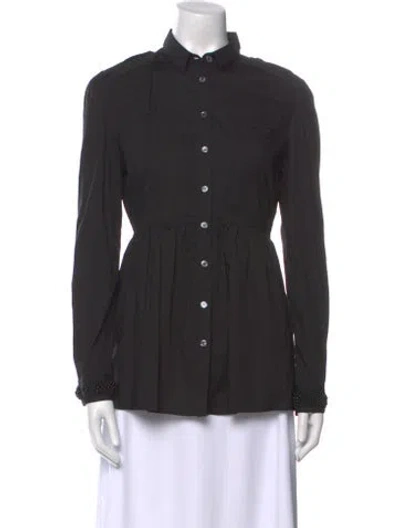 Pre-owned Burberry Vintage Long Sleeve Button-up Top In Black