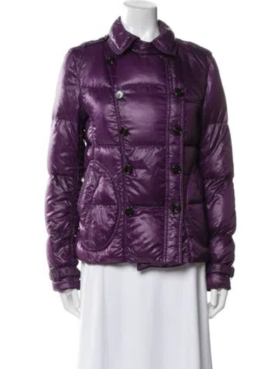 Pre-owned Burberry Vintage Nylon Down Jacket In Purple