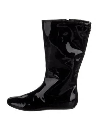 Pre-owned Burberry Vintage Patent Leather Boots In Black