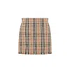 Burberry Catia Check Cotton Blend Mini Skirt In Beige