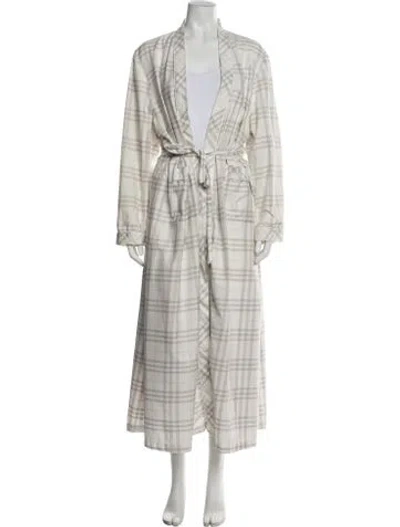 Pre-owned Burberry Vintage Plaid Print Robe In White