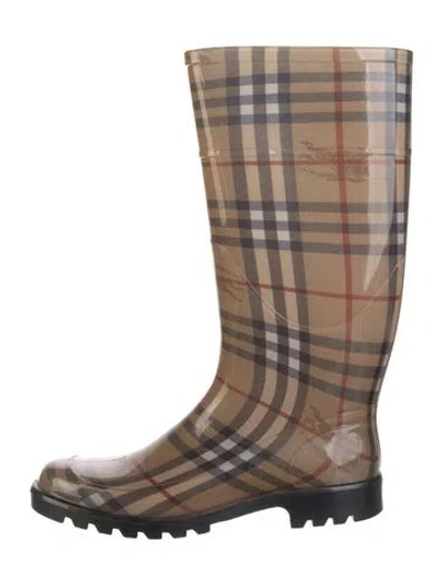 Pre-owned Burberry Vintage Rubber Rain Boots In Neutral