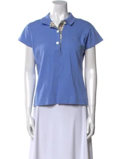 Pre-owned Burberry Vintage Short Sleeve Polo In Blue