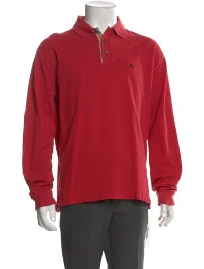 Pre-owned Burberry Vintage V-neck Polo Shirt In Red