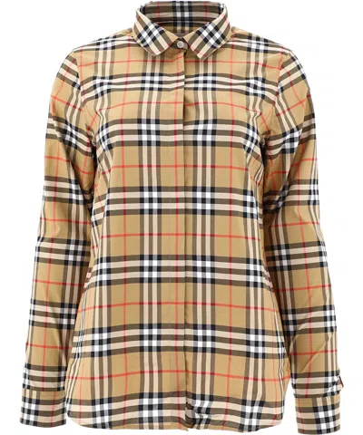 Pre-owned Burberry Vintage Womens Check Cotton Oversized Shirt In Antique Yellow