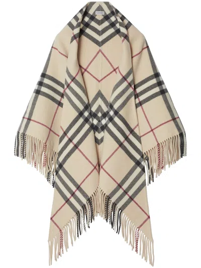 Burberry Vintage-check Wool Cape In Neutral