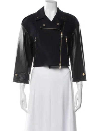 Pre-owned Burberry Virgin Wool Biker Jacket In Black