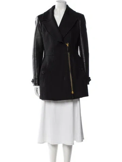 Pre-owned Burberry Virgin Wool Biker Jacket In Black