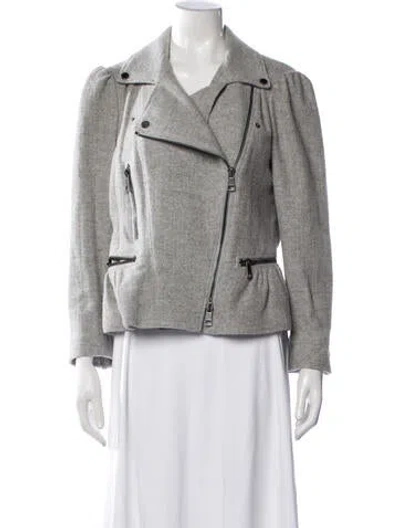 Pre-owned Burberry Virgin Wool Biker Jacket In Grey