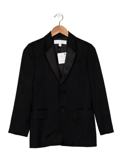 Pre-owned Burberry Kids' Virgin Wool Black Suit Jacket With Two Button Front Closure