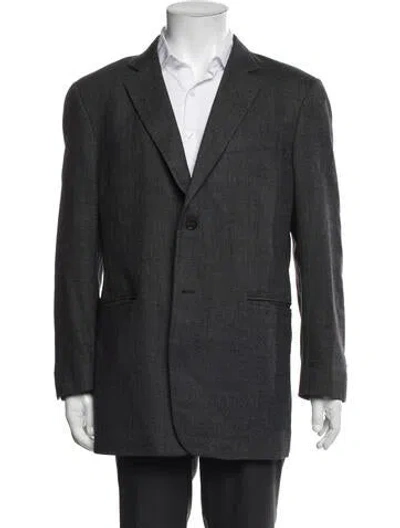 Pre-owned Burberry Virgin Wool Blazer In Gray