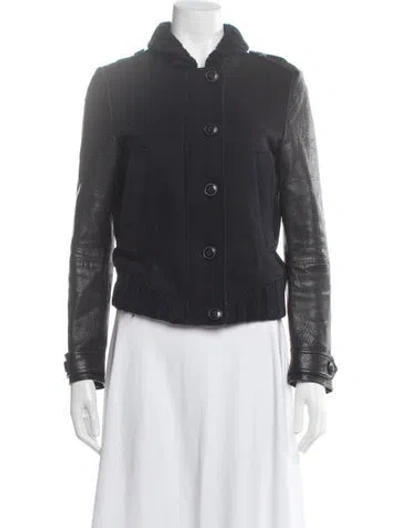 Pre-owned Burberry Virgin Wool Bomber Jacket In Black