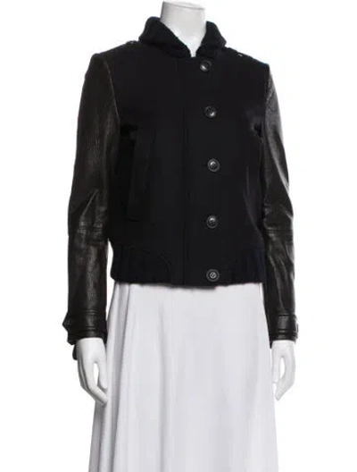 Pre-owned Burberry Virgin Wool Bomber Jacket In Black