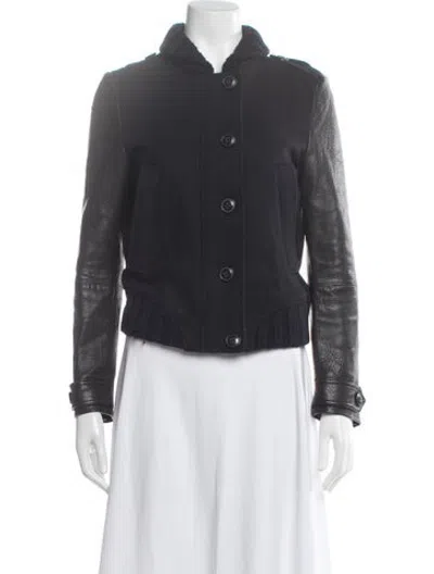 Pre-owned Burberry Virgin Wool Bomber Jacket In Black