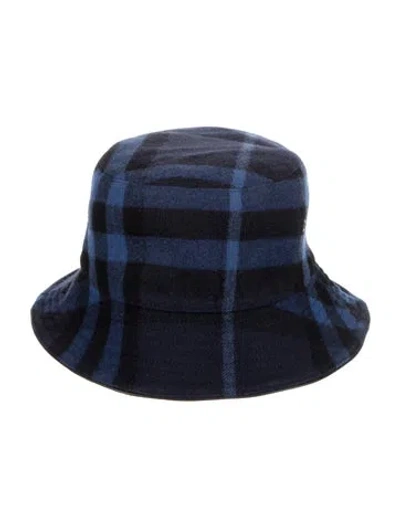 Pre-owned Burberry Virgin Wool Bucket Hat W/tags In Blue