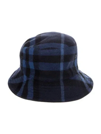 Pre-owned Burberry Virgin Wool Bucket Hat W/tags In Blue