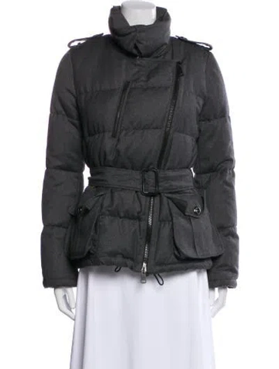 Pre-owned Burberry Virgin Wool Down Coat In Gray