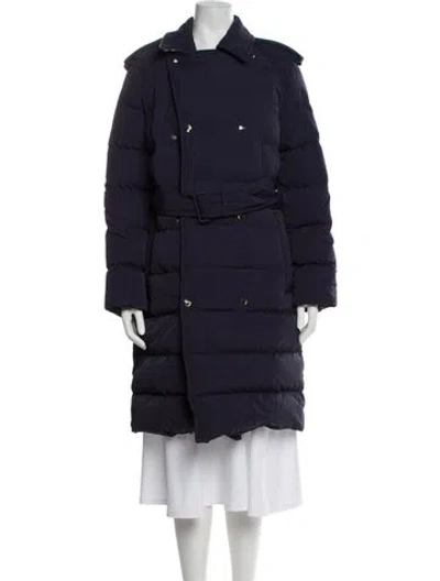 Pre-owned Burberry Virgin Wool Down Coat W/ Tags In Blue