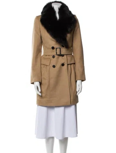 Pre-owned Burberry Virgin Wool Fur Coat In Neutral