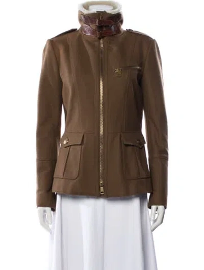 Pre-owned Burberry Virgin Wool Fur Jacket In Brown