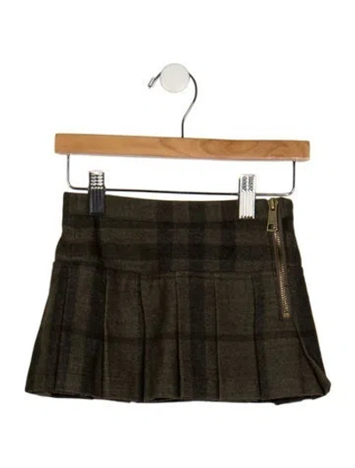 Pre-owned Burberry Babies' Virgin Wool Green Patterned Skirt With Zip Closure