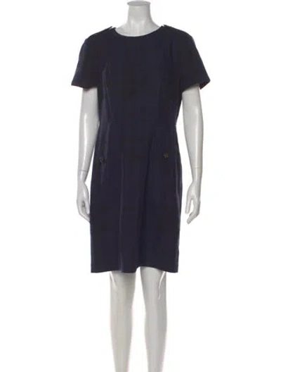 Pre-owned Burberry Virgin Wool Knee-length Dress In Blue