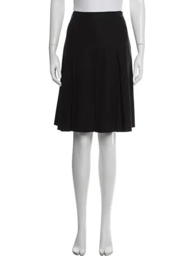 Pre-owned Burberry Virgin Wool Midi Length Skirt W/ Tags In Black