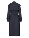 Burberry Virgin Wool Midi Trench Coat In Grey Melange