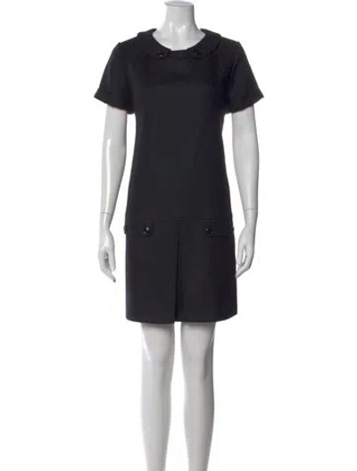 Pre-owned Burberry Virgin Wool Mini Dress In Black