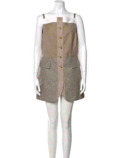 Pre-owned Burberry Virgin Wool Mini Dress In Neutral
