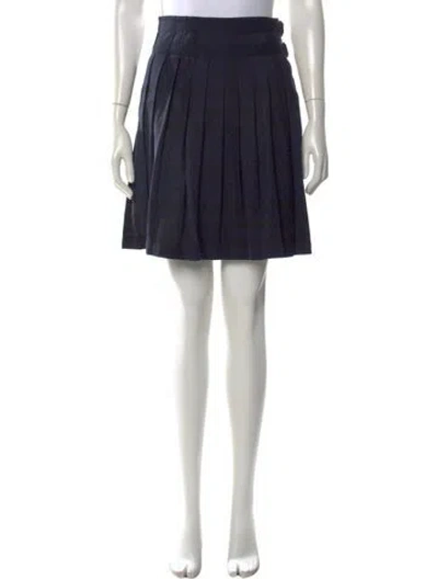 Pre-owned Burberry Virgin Wool Mini Skirt In Blue