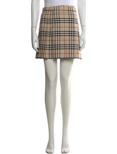 Pre-owned Burberry Virgin Wool Mini Skirt In Neutral