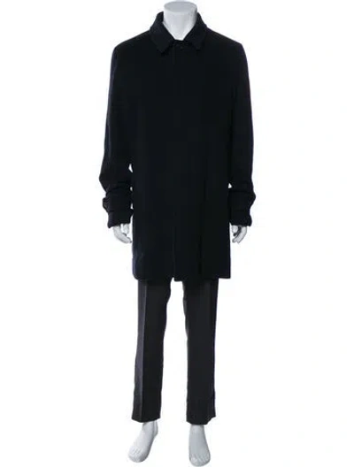 Pre-owned Burberry Virgin Wool Overcoat In Blue