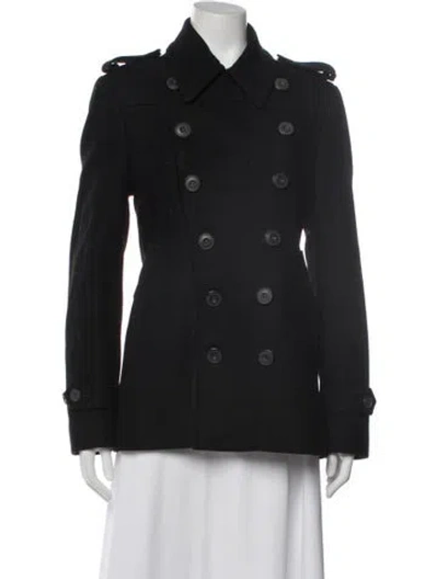 Pre-owned Burberry Virgin Wool Peacoat In Black