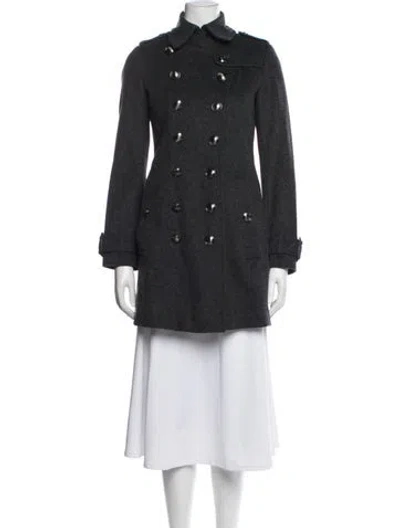 Pre-owned Burberry Virgin Wool Peacoat In Grey