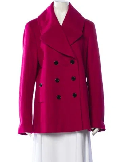 Pre-owned Burberry Virgin Wool Peacoat In Red