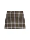 Burberry Virgin Wool Skirt With  Check Print In Brown