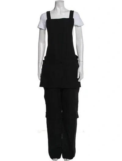 Pre-owned Burberry Virgin Wool Square Neckline Jumpsuit In Blue