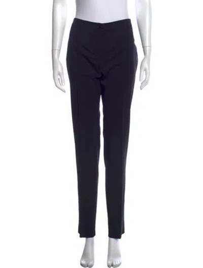Pre-owned Burberry Virgin Wool Straight Leg Pants In Black