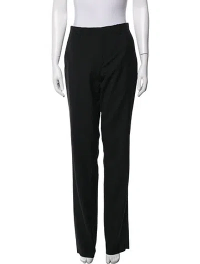 Pre-owned Burberry Virgin Wool Straight Leg Pants In Black