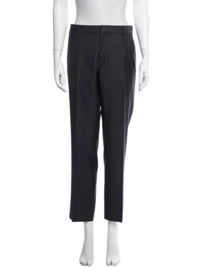 Pre-owned Burberry Virgin Wool Straight Leg Pants In Blue