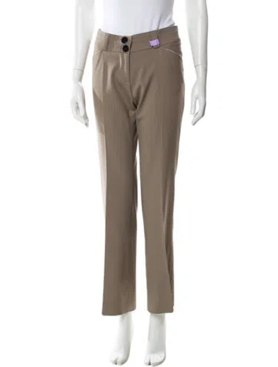 Pre-owned Burberry Virgin Wool Straight Leg Pants In Brown