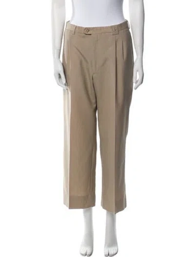 Pre-owned Burberry Virgin Wool Straight Leg Pants In Brown