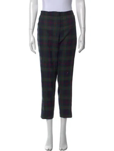 Pre-owned Burberry Virgin Wool Straight Leg Pants In Green