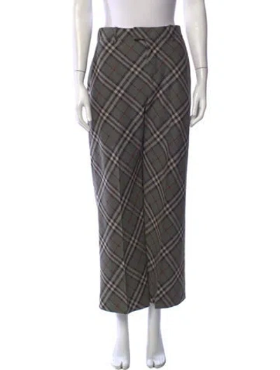 Pre-owned Burberry Virgin Wool Straight Leg Pants In Grey