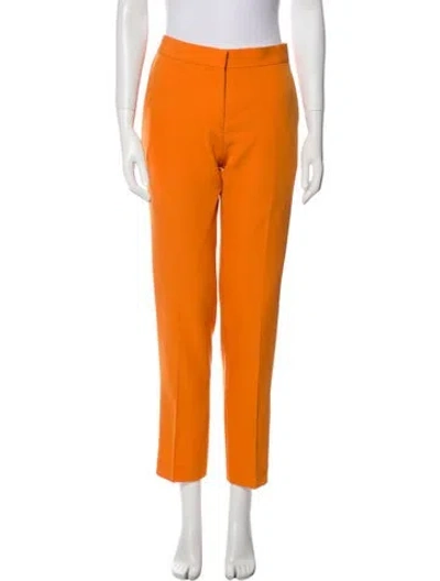 Pre-owned Burberry Virgin Wool Straight Leg Pants In Orange