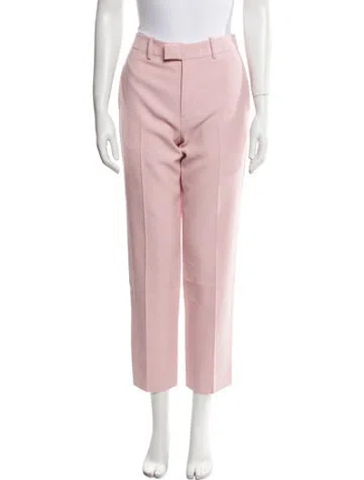 Pre-owned Burberry Virgin Wool Straight Leg Pants In Pink